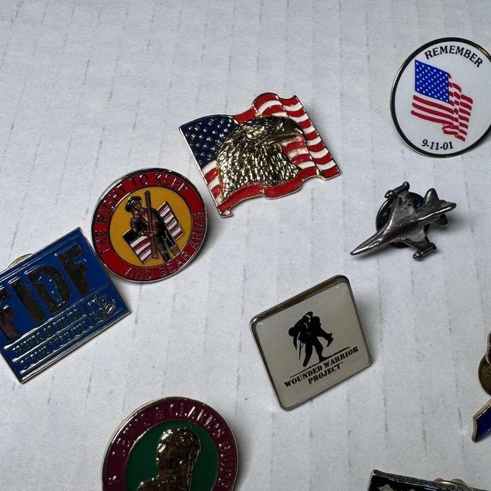VTG Lapel Pins US Military MAGA NRA AIR FORCE FIDF WWP USA 9-11 Liberty Patriot+